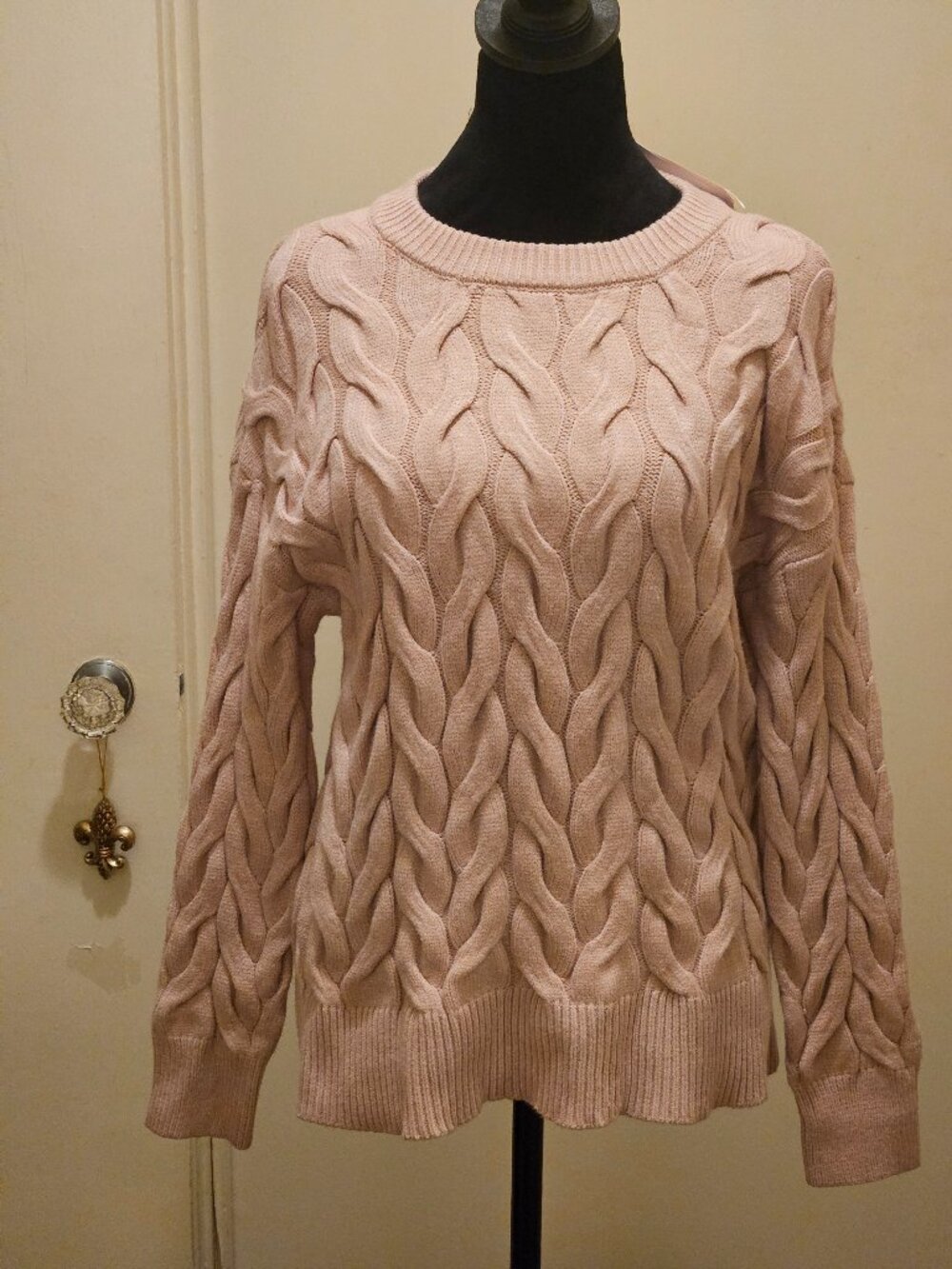 NWT Blush Pink Philosophy Cable Knit Sweater Oversize Small 36" x 24.5"